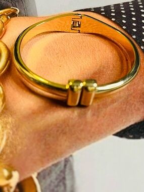 Gold Hinged Bangle Bracelet - Women’s Elegant Jewelry